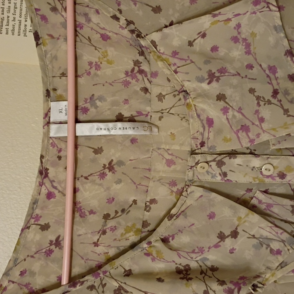 Lauren Conrad Floral Ruffle Sheer Blouse